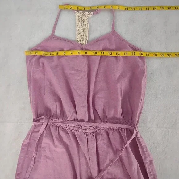 Mossimo Pink Crochet Back Romper 100% Cotton Knit Tie Waist Casual Size M - Picture 8 of 12